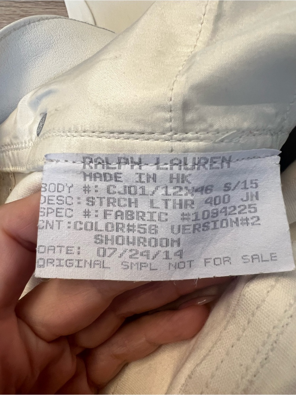 Ralph Lauren Sample Ivory Leather Skinny Pants Size 4 - Picture 4 of 4